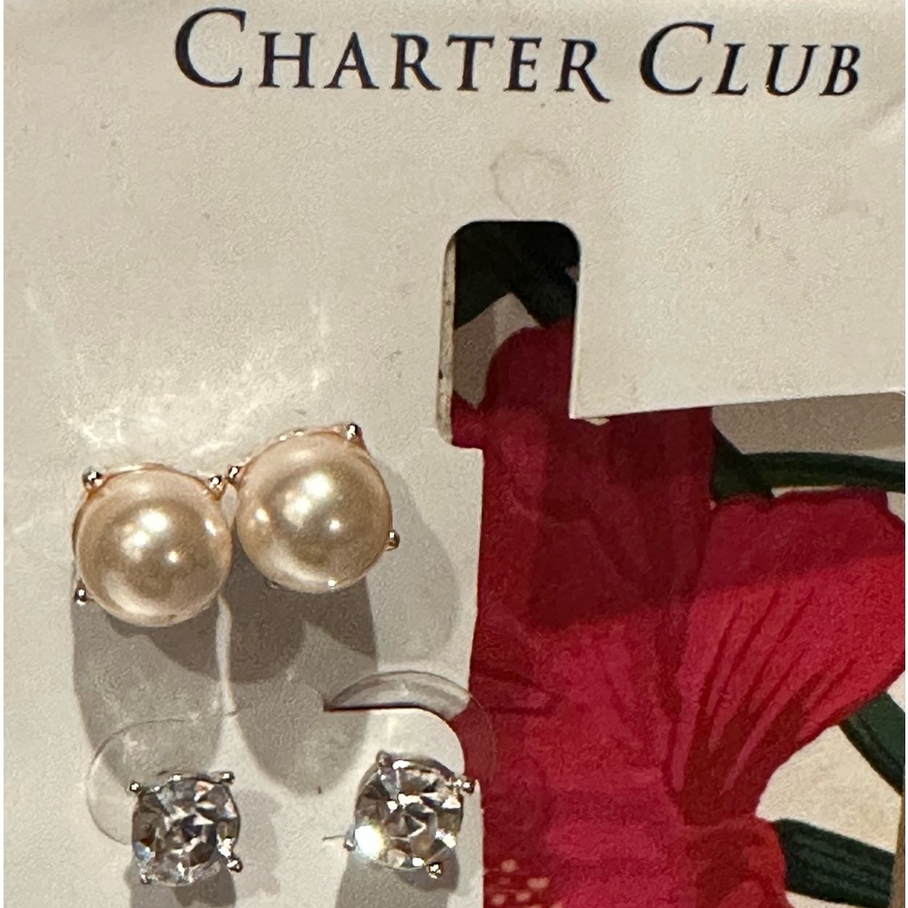 Charter club tw pairs of earrings, new. Great for special occasions.